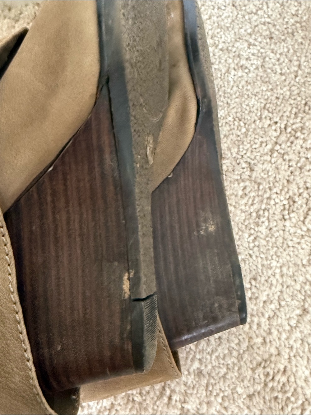 Vince Camuto Taupe Over-the-Knee Wedge Boots with Gold Buckle - Picture 5 of 8